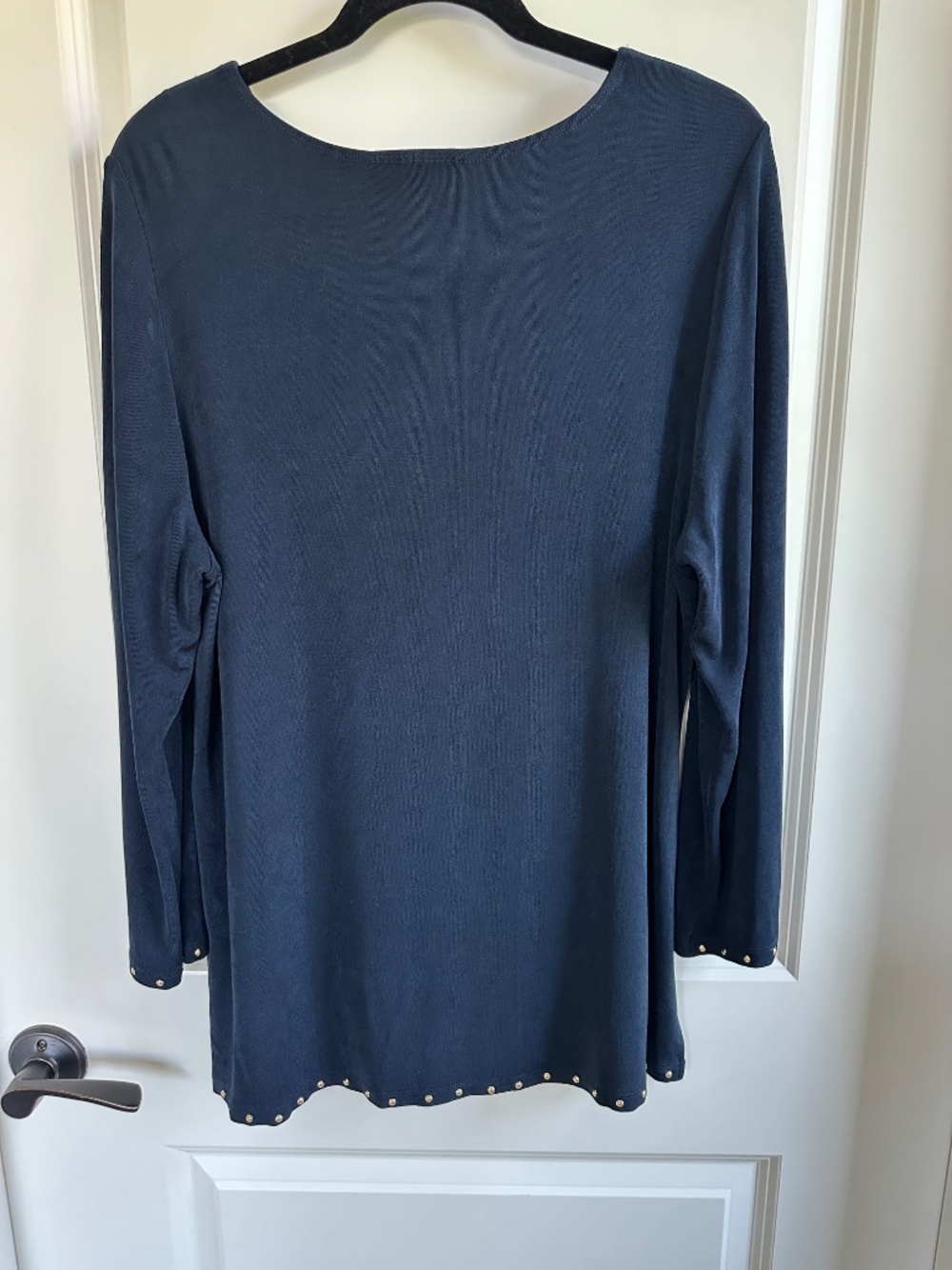 Chico's Travelers Ink Navy Tunic with Gold studs Chico's Size 2 / US 12 /L - Picture 4 of 11